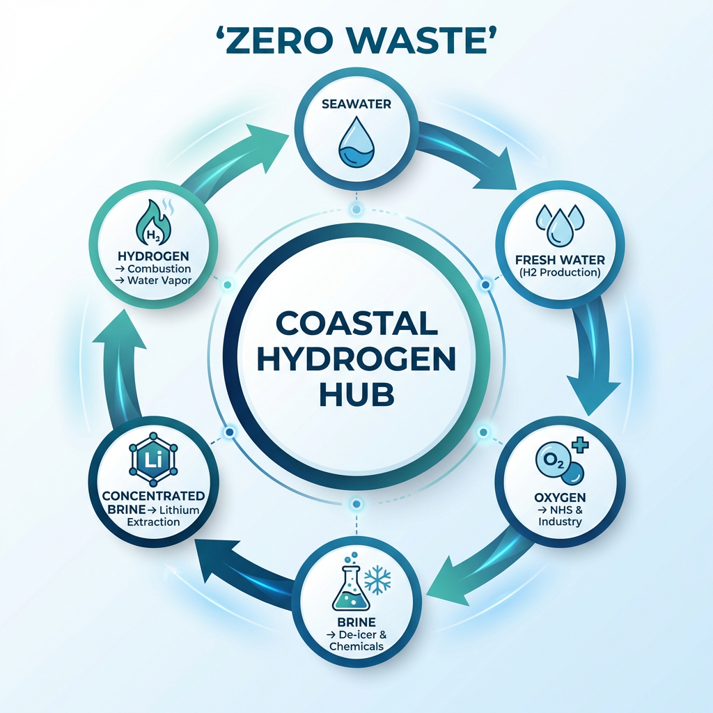CFF Circular Economy - Zero waste system showing oxygen, brine, lithium, and water cycle